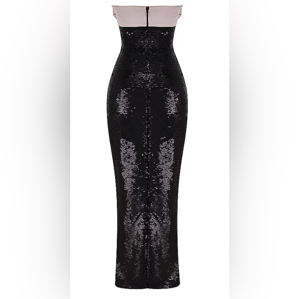 House of CB Black & White Holly Sequin Strapless Maxi Bow Dress (Size Small) - Picture 10 of 12